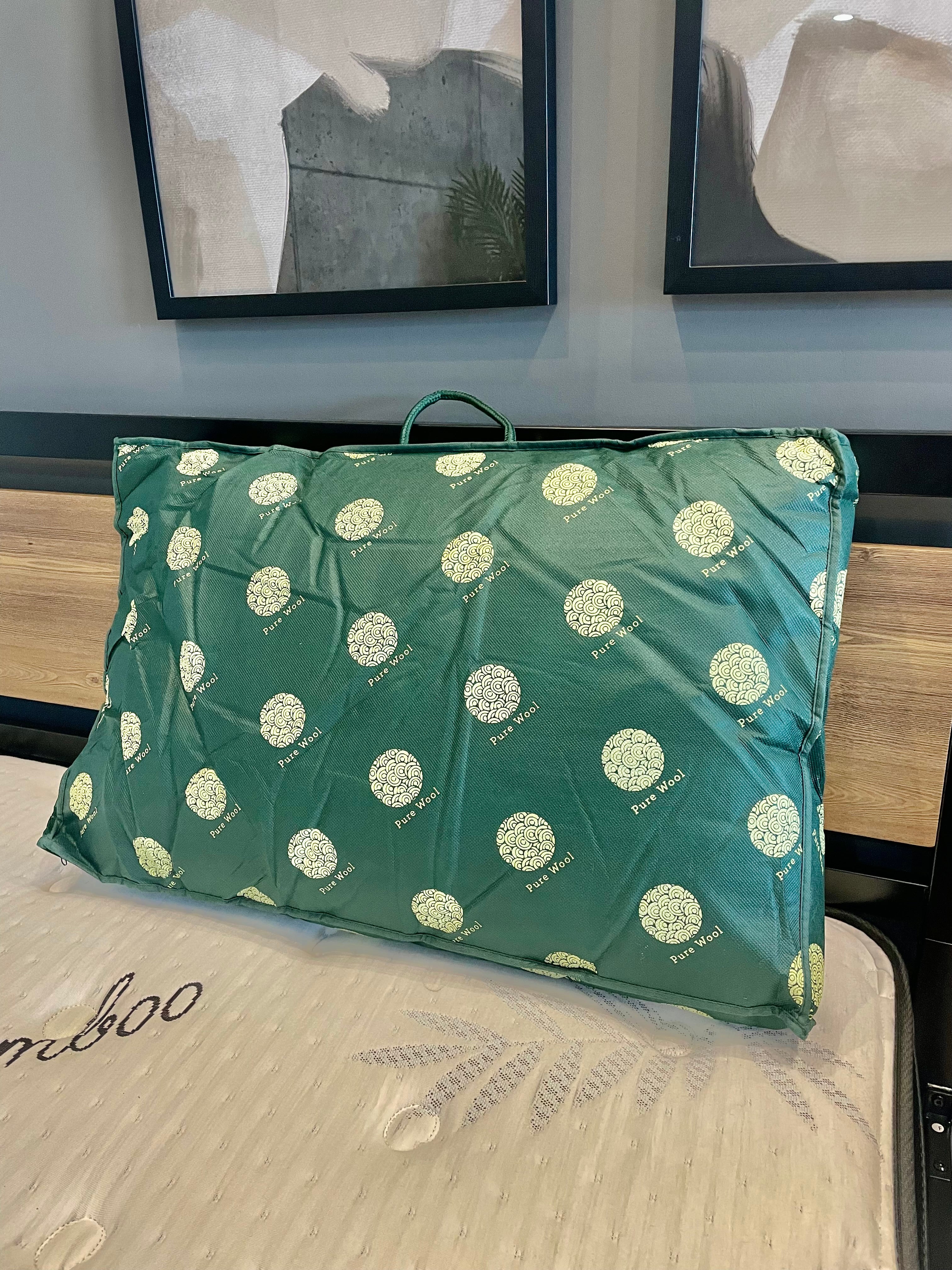 image of wool pillow in green image of wool pillow in green